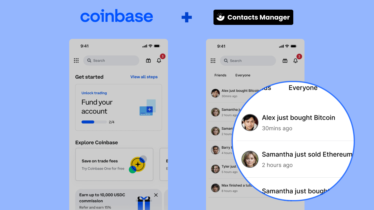 Friends Crypto Activity Feed Example